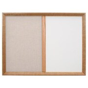 UNITED VISUAL PRODUCTS Decor Wood Combo Board, 36"x24", Walnut/Green & Cloud UV702DEFAB-WALNUT-GREEN-CLOUD